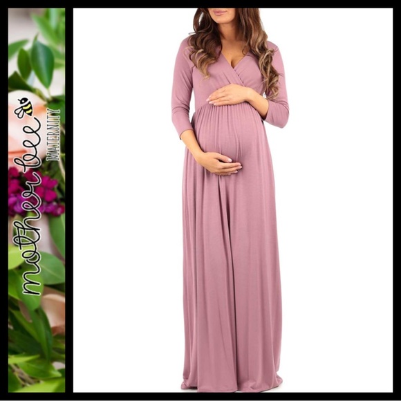 NWT Mother Bee Maternity Mauve Maxi Dress - Picture 1 of 6